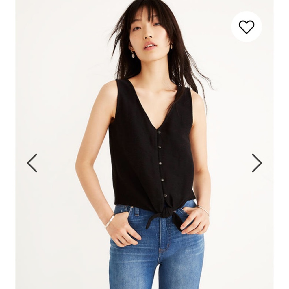 Madewell Texture & Thread Button Front Tie Tank